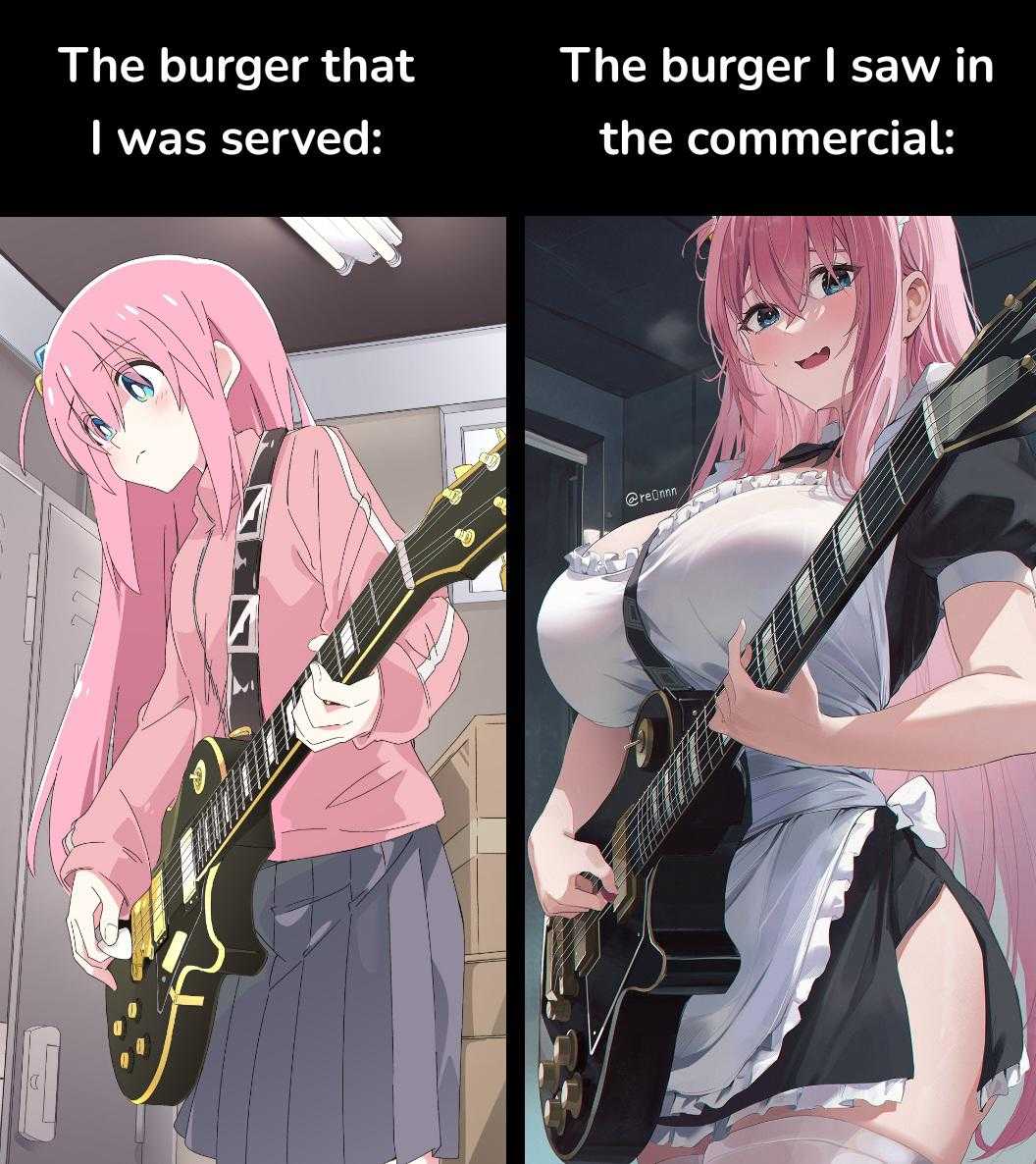 anime girl with pink hair playing guitar and another girl with pink hair