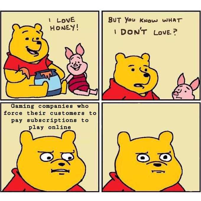 a cartoon of winnie the pooh is talking to a pig