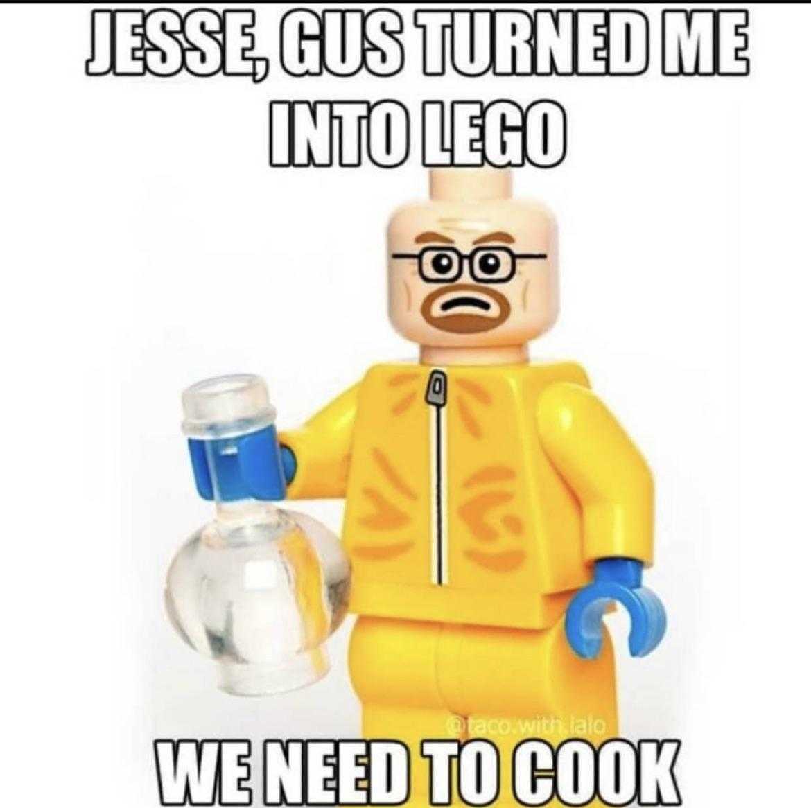 lego man with a bottle of water and a glass of water