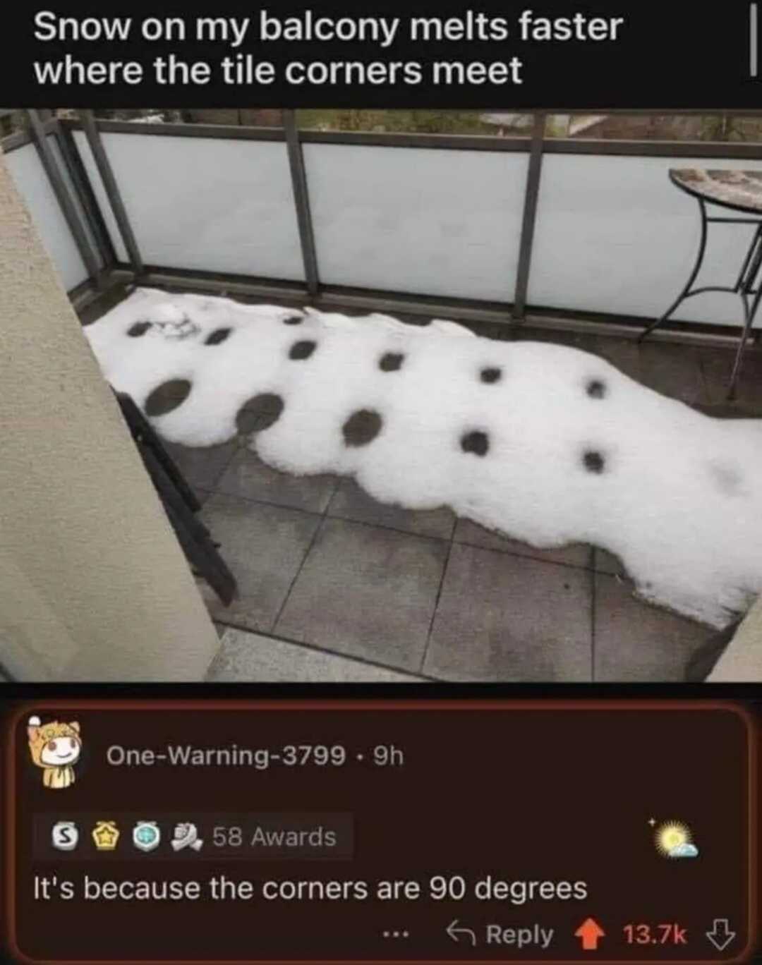 a close up of a snow covered floor with a bunch of holes