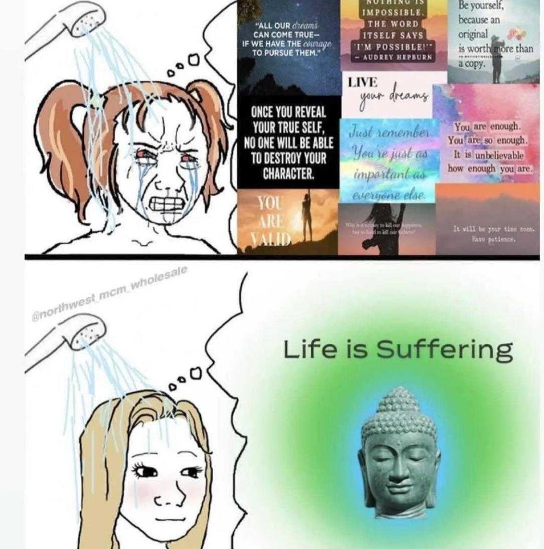 there are two pictures of a woman with a buddha statue