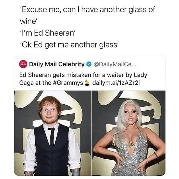 araffiction to the twitter post of ed sheeran and lady gaga