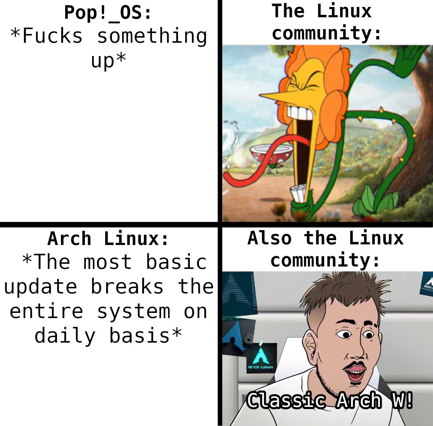 a cartoon picture of a guy with a funny face and a caption of a computer