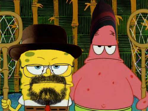 cartoon characters with a beard and mustache standing next to each other