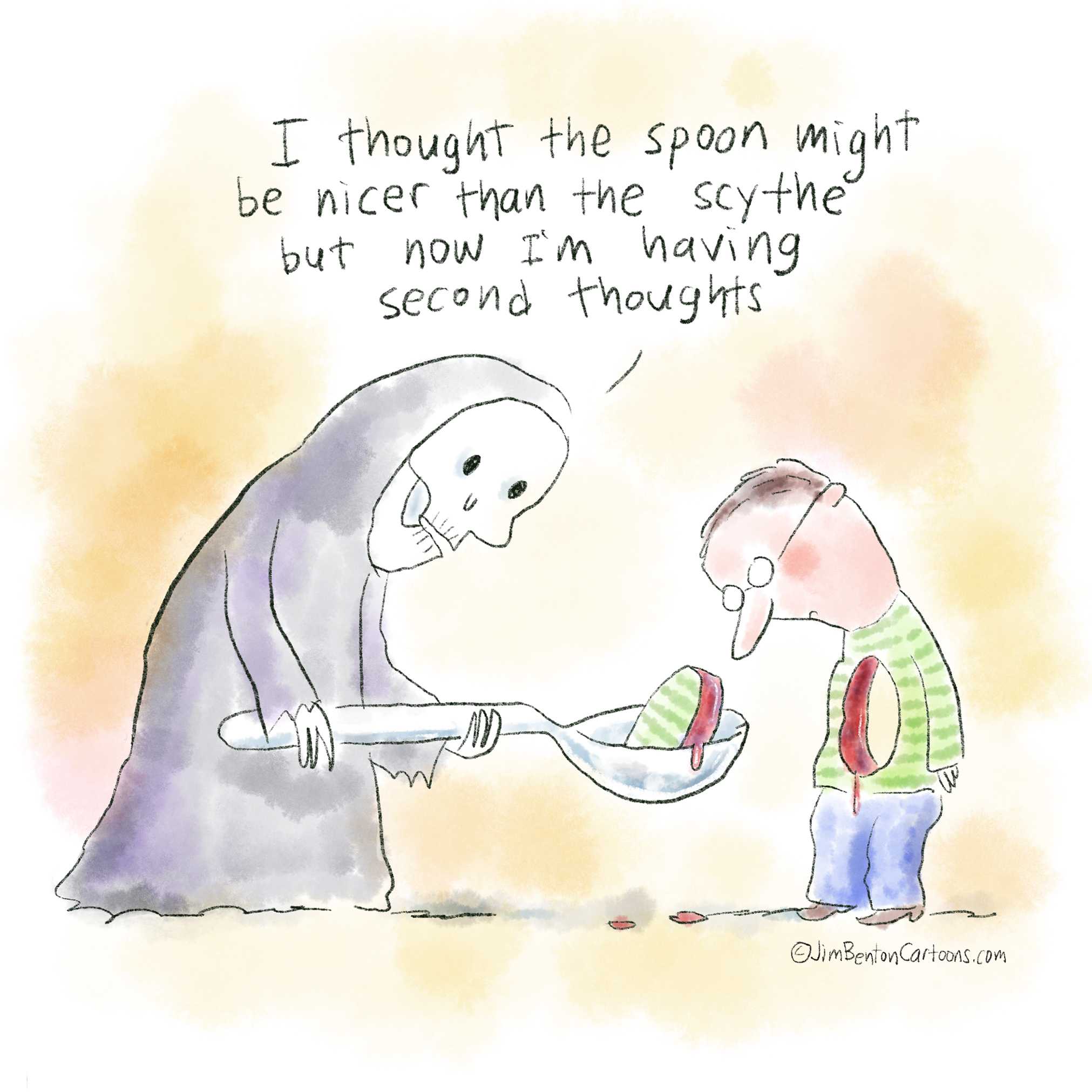 cartoon of a man giving a boy a piece of paper