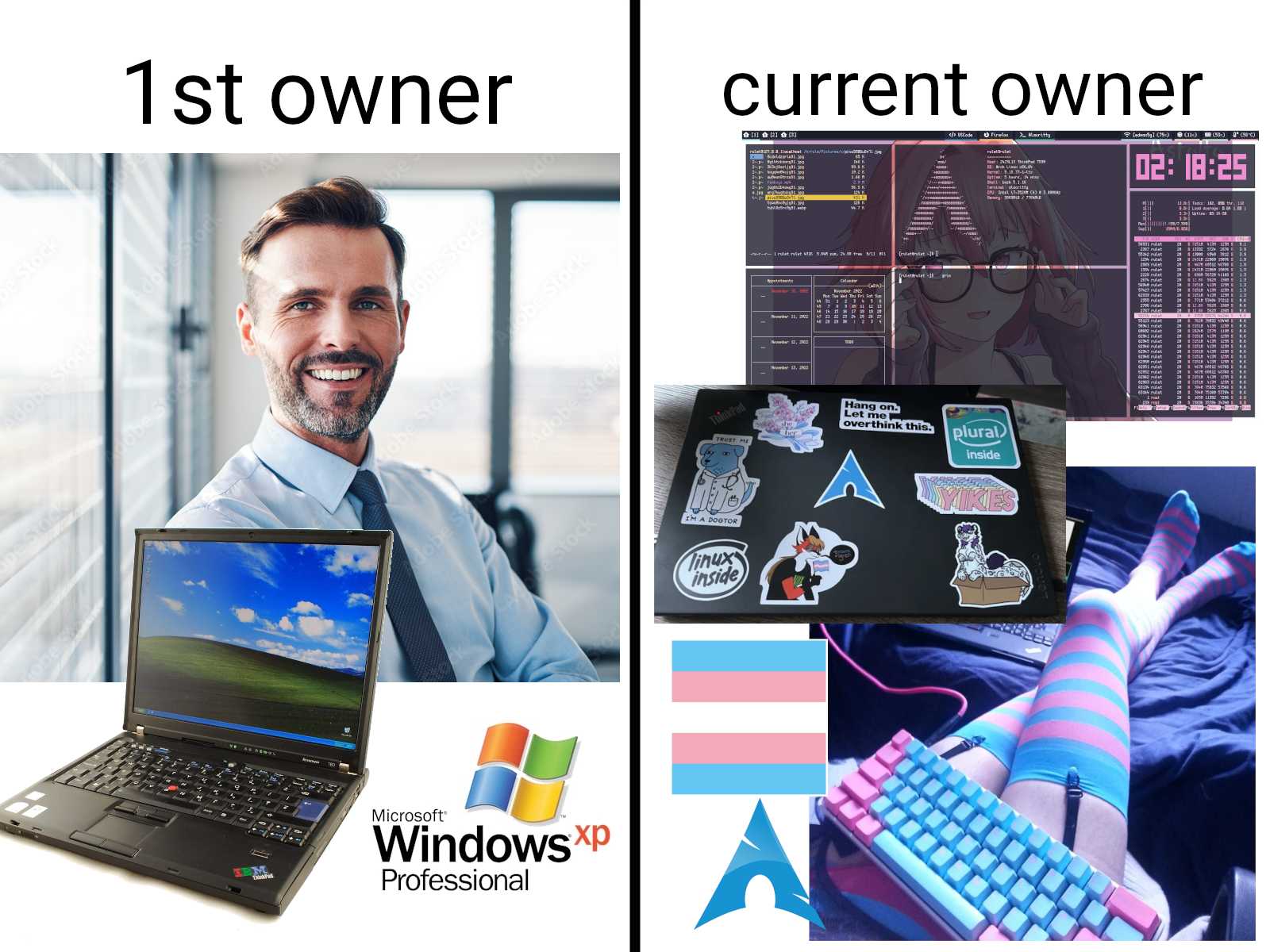 there are two pictures of a man with a laptop and a computer