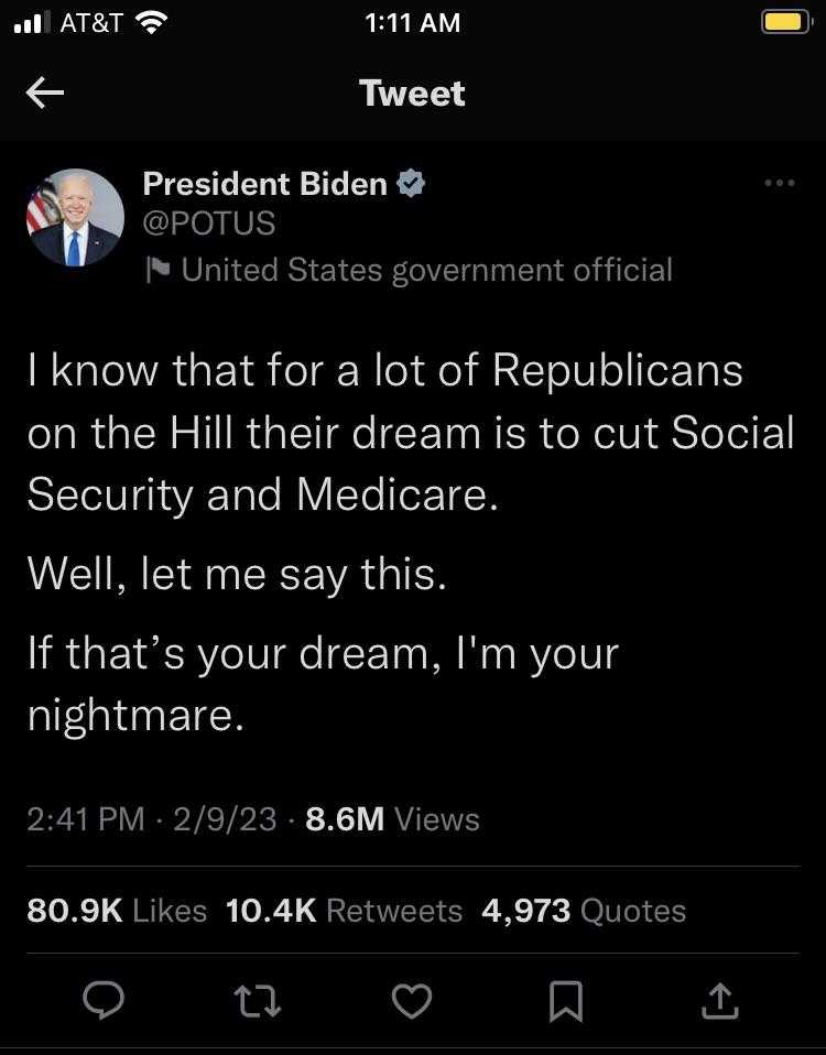 a tweet message from president biden on twitter