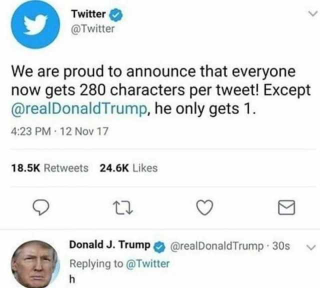 a tweet with a picture of donald trump and a twitter account