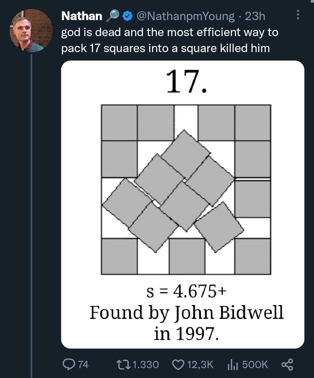 a tweet tweet with a picture of a square of squares