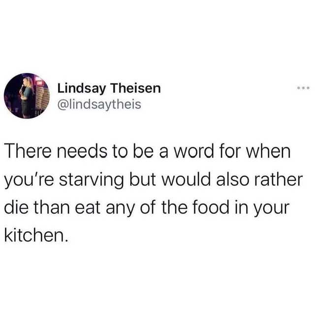 a tweet with a picture of a woman in a kitchen