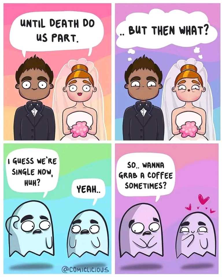 a cartoon of a couple of people that are in a wedding party