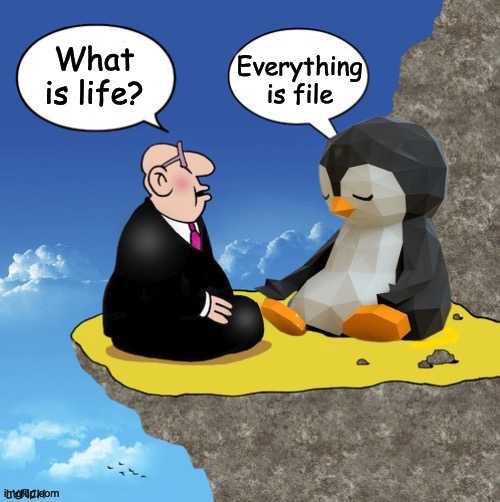 cartoon of a man sitting on a rock with a penguin in the middle of it