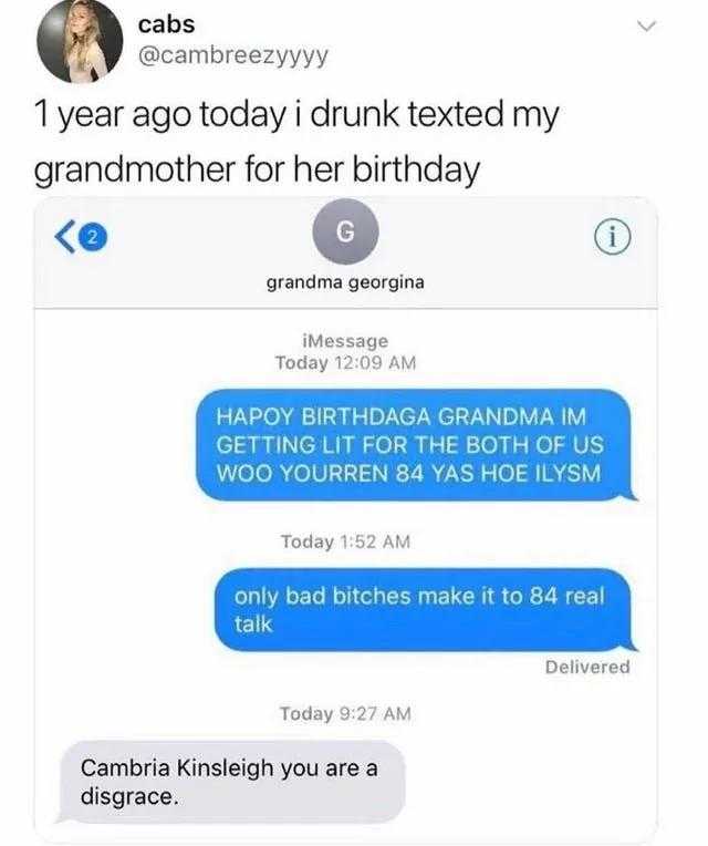 a screenshot of a text message from a woman about her birthday