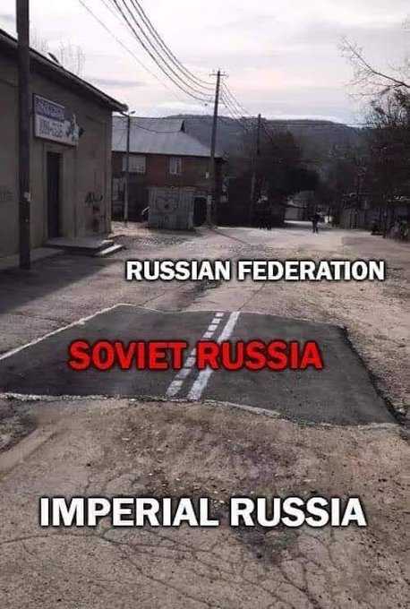 picture of a street with a sign that says russian federation soviet russia imperial russia