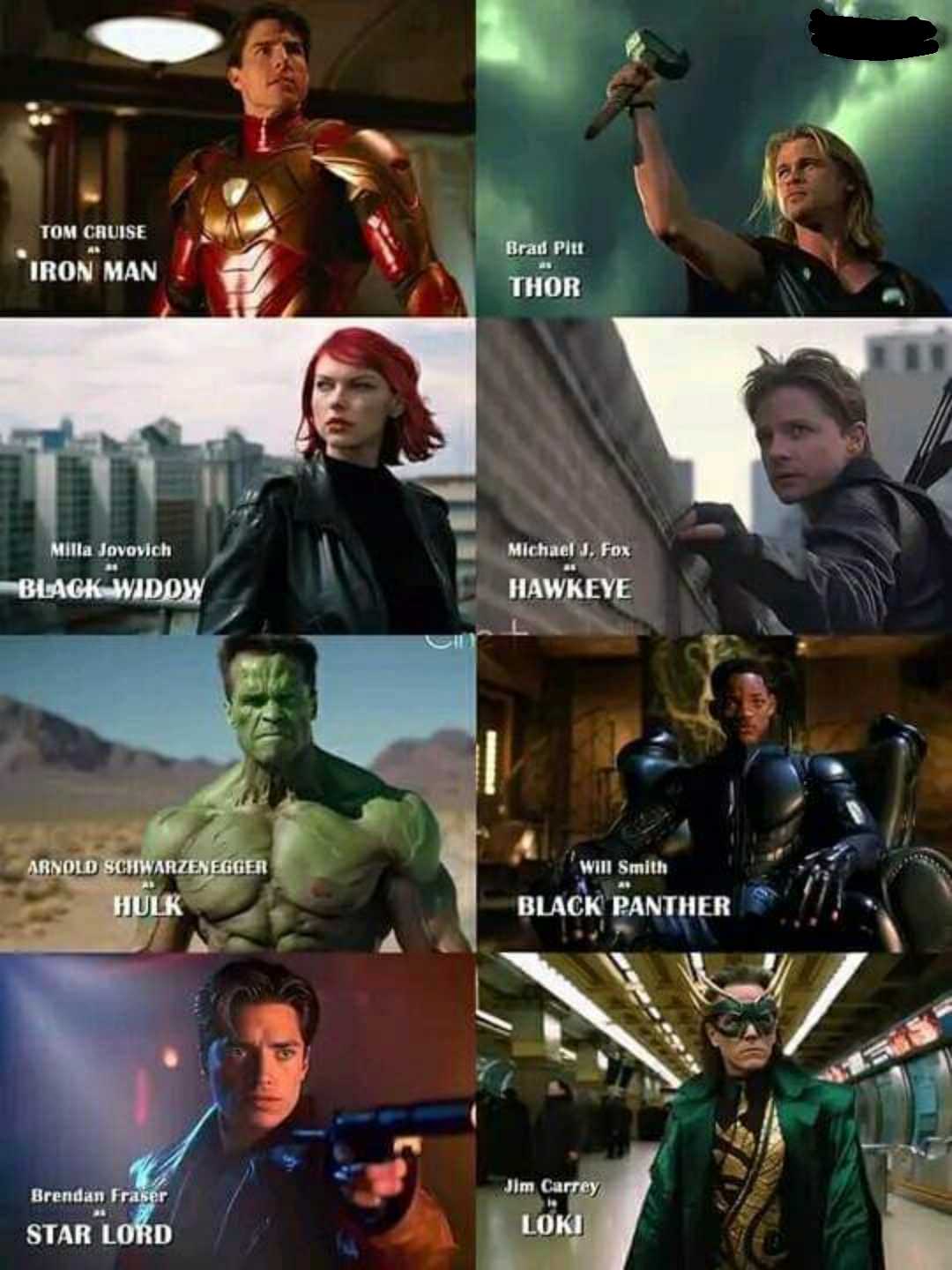 a collage of avengers movies with the names of their characters