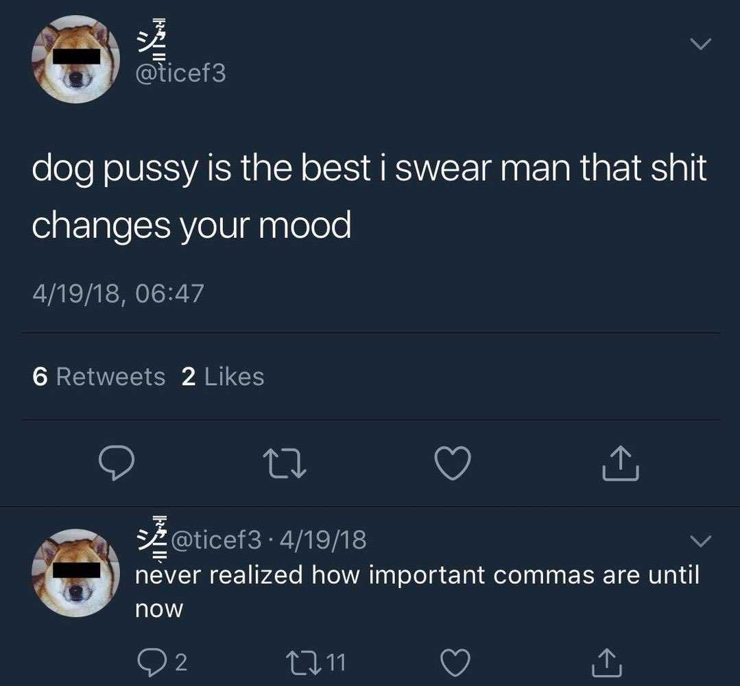 a tweet with a dog saying, ' the best is the best i swear that shit changes your mood '