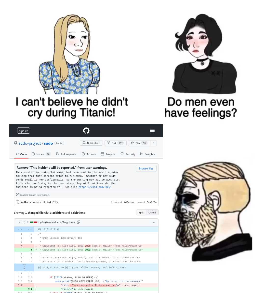 a cartoon of a man and woman with a beard and a woman with a beard