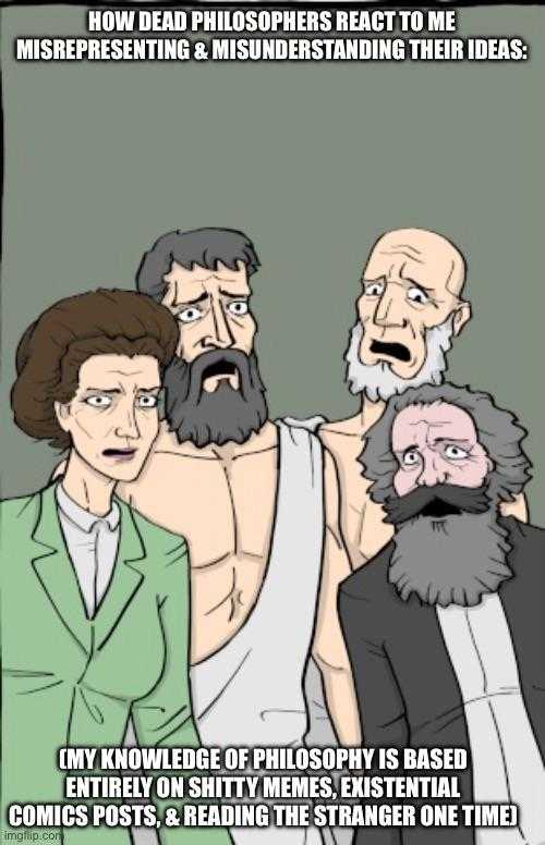 a cartoon of a group of people with beards and a man with a beard