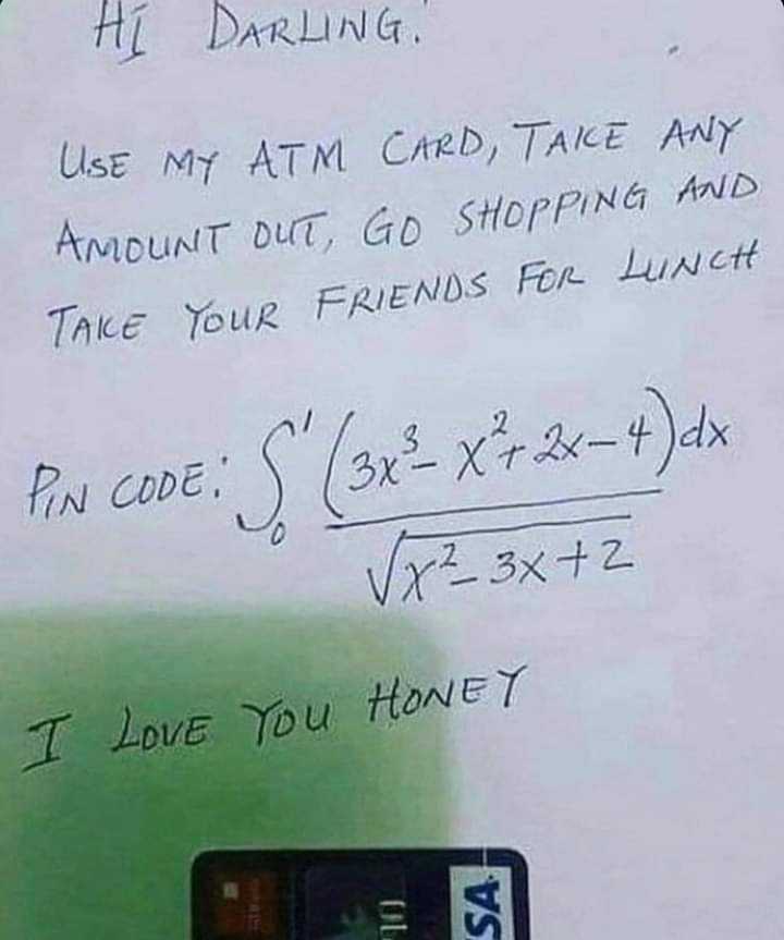 someone wrote a note to someone about their credit card