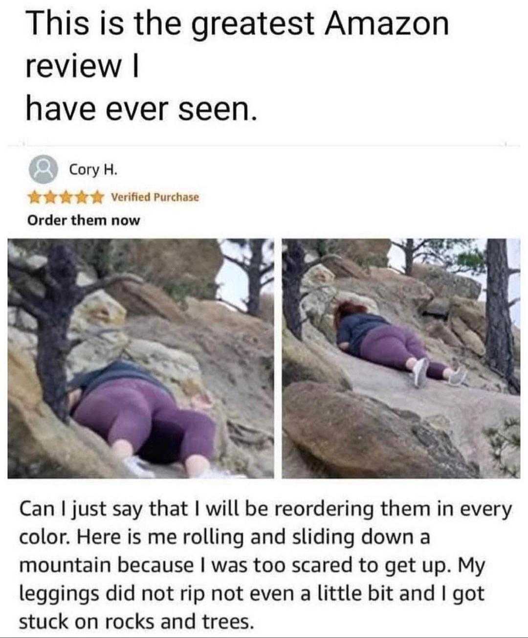 a woman laying on a rock with a caption of the amazon review