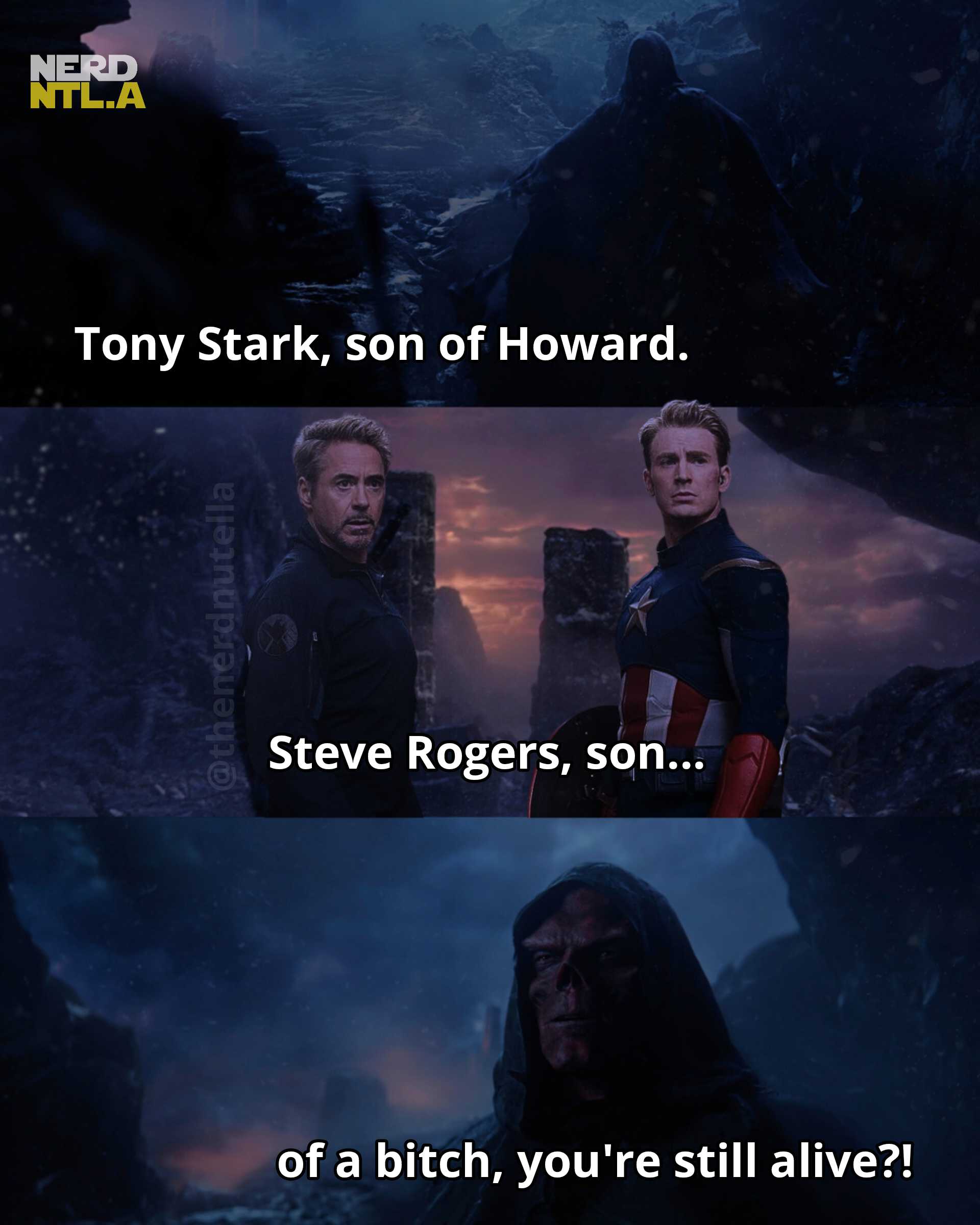 avengers meme with caption of two avengers characters in the background