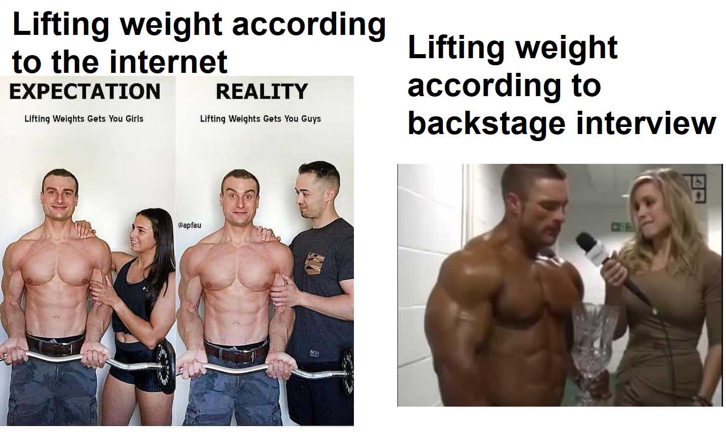 there are two pictures of a man and woman with a weight scale