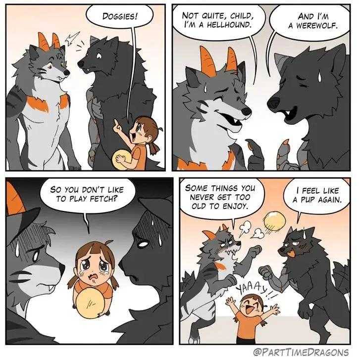 a cartoon of a comic strip with a girl and a wolf