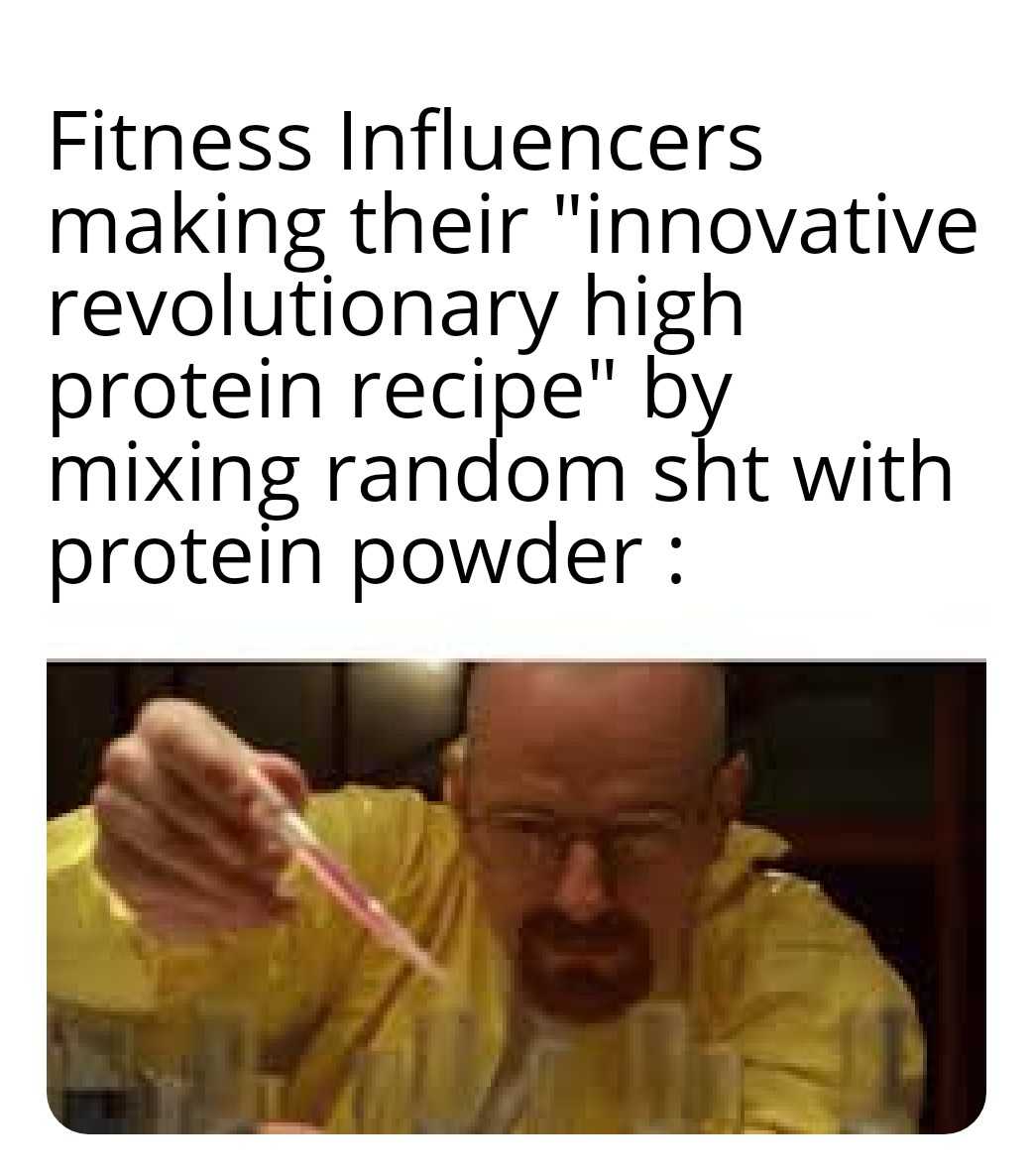 araffiences influences making their innovative revolutionary high protein recipe by mixing random shit with protein powder