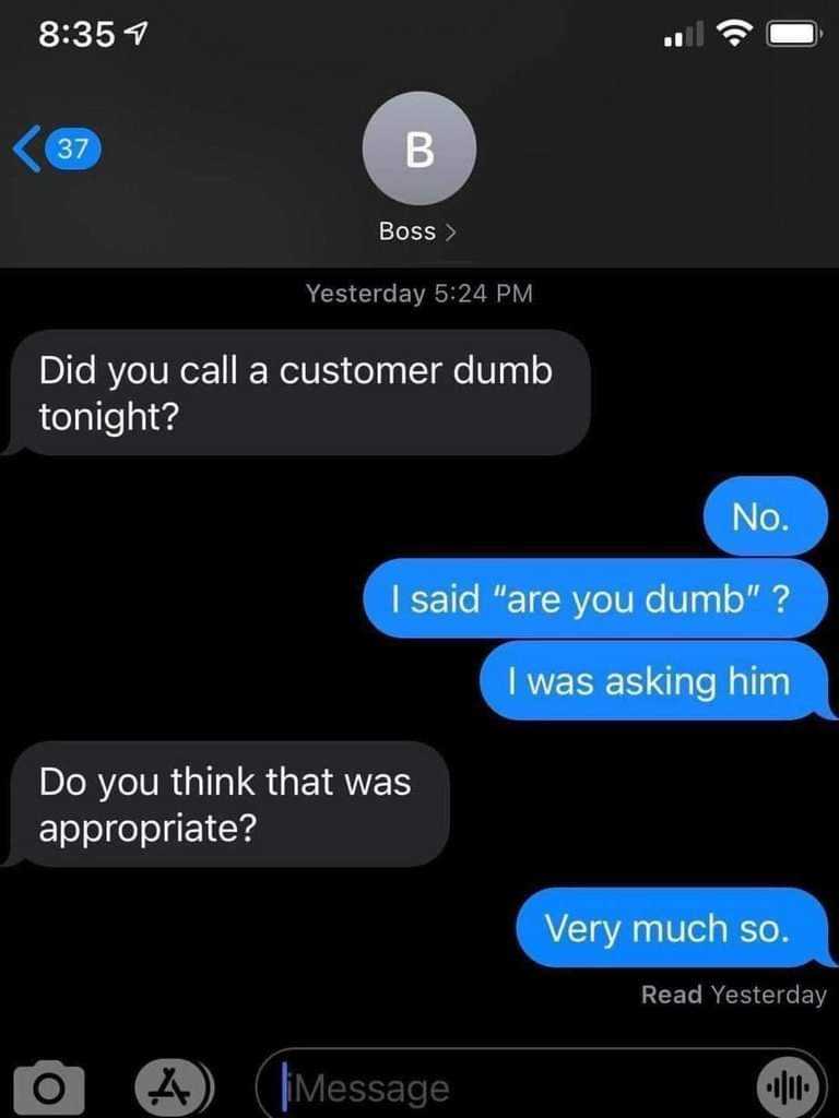 a close up of a text message from a customer asking him to ask