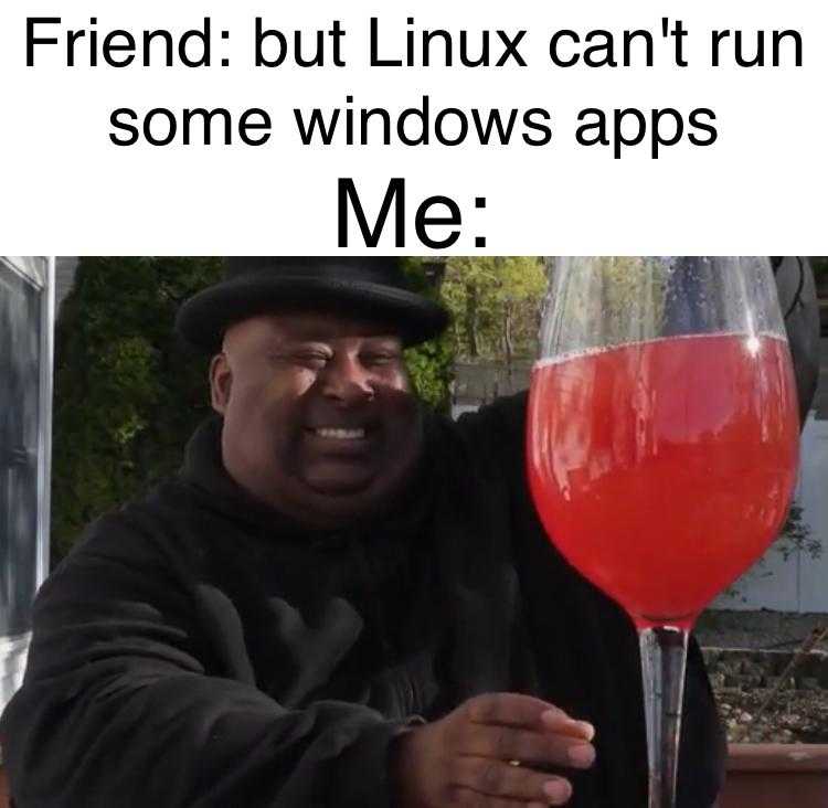 but linux can run some windows apps me