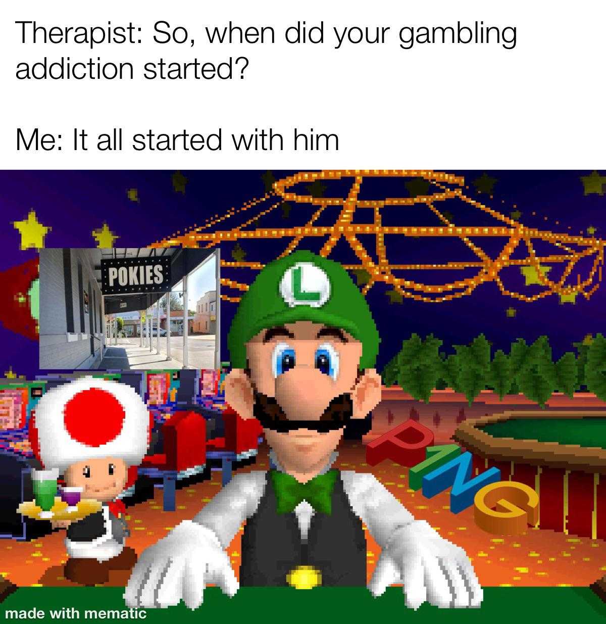 a cartoon image of a mario bros character with a green hat and a green shirt