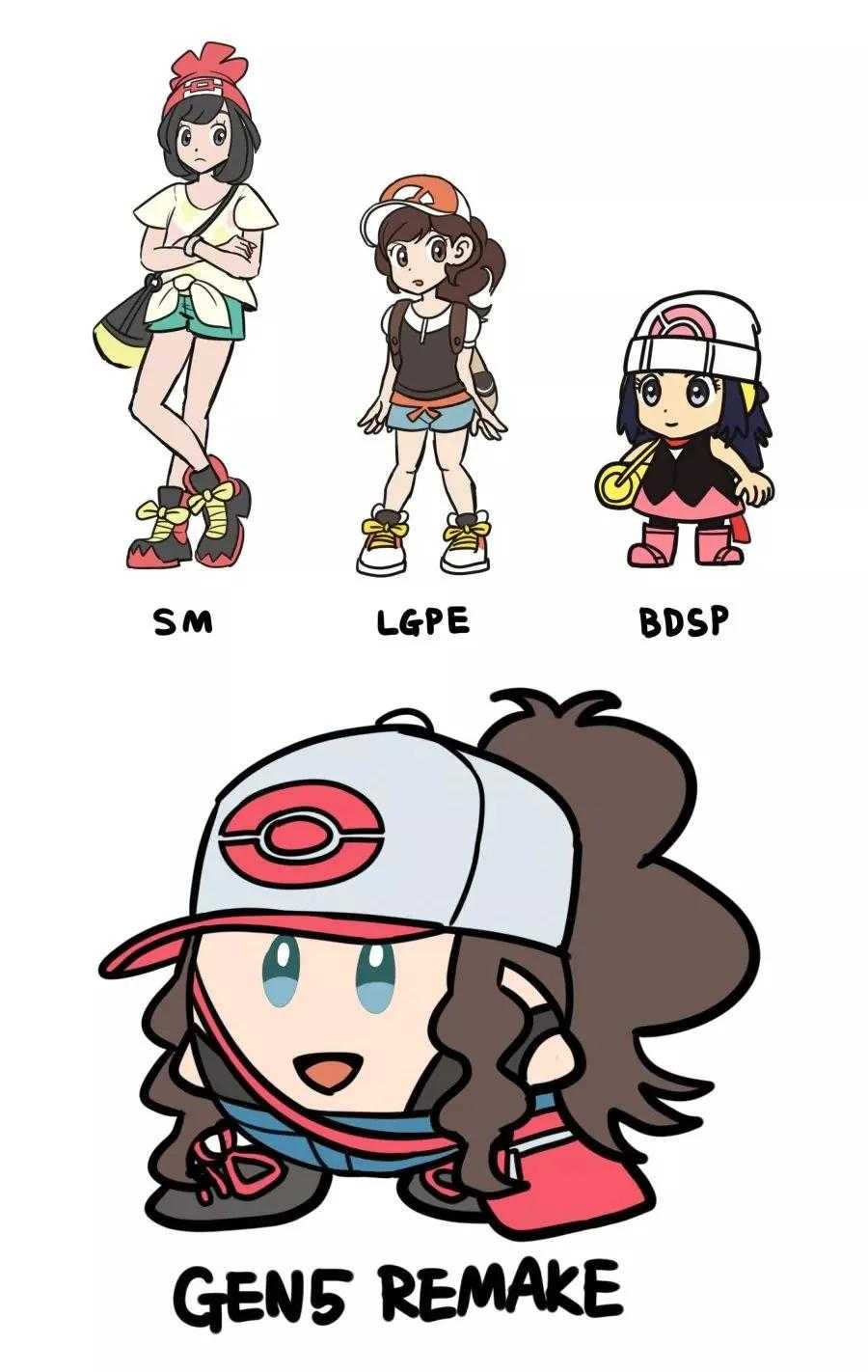 a cartoon drawing of a girl with a baseball cap and other characters