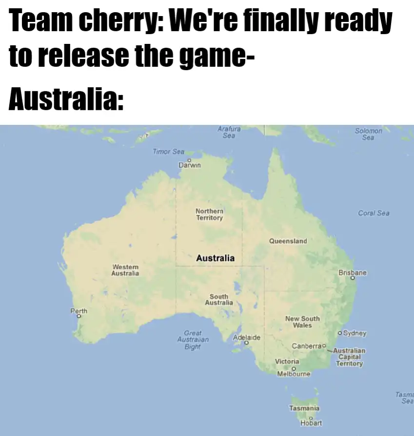 there is a map of australia with a picture of a team cherry