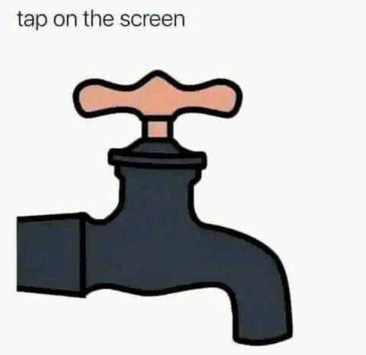 a close up of a faucet with a tap on the screen