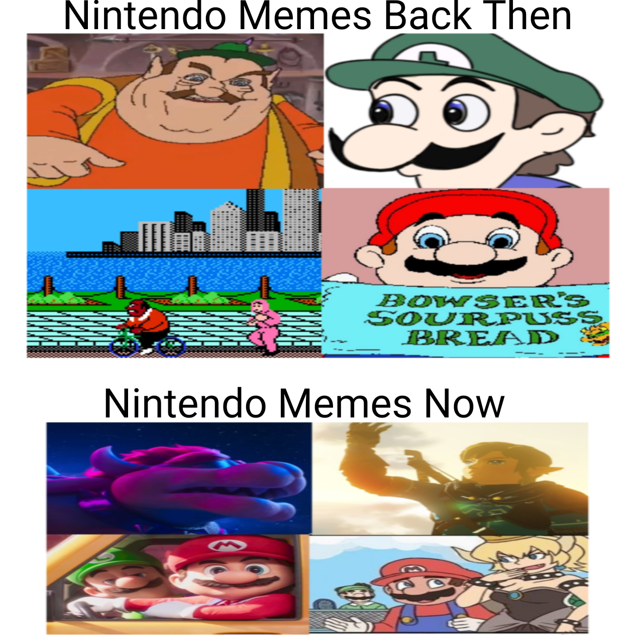 a picture of a bunch of different nintendo memes that are in different pictures