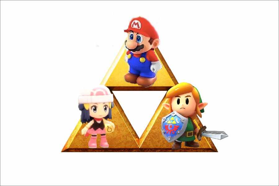 a close up of three nintendo figurines of different sizes