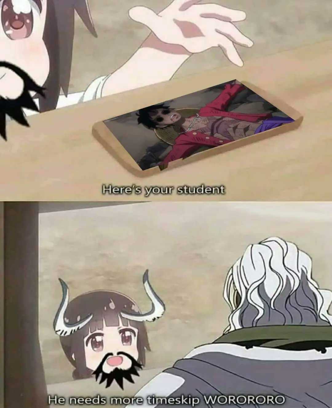 anime meme of a man with horns and a goat face