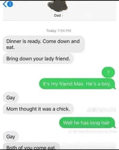 a screenshot of a text message from a man about his dog