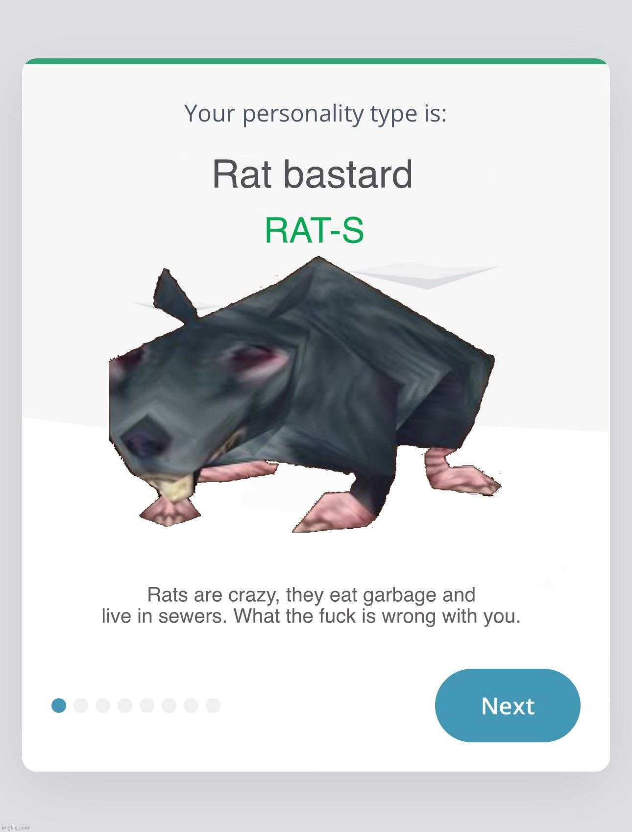 a screenshot of a rat with a caption of rat bastard