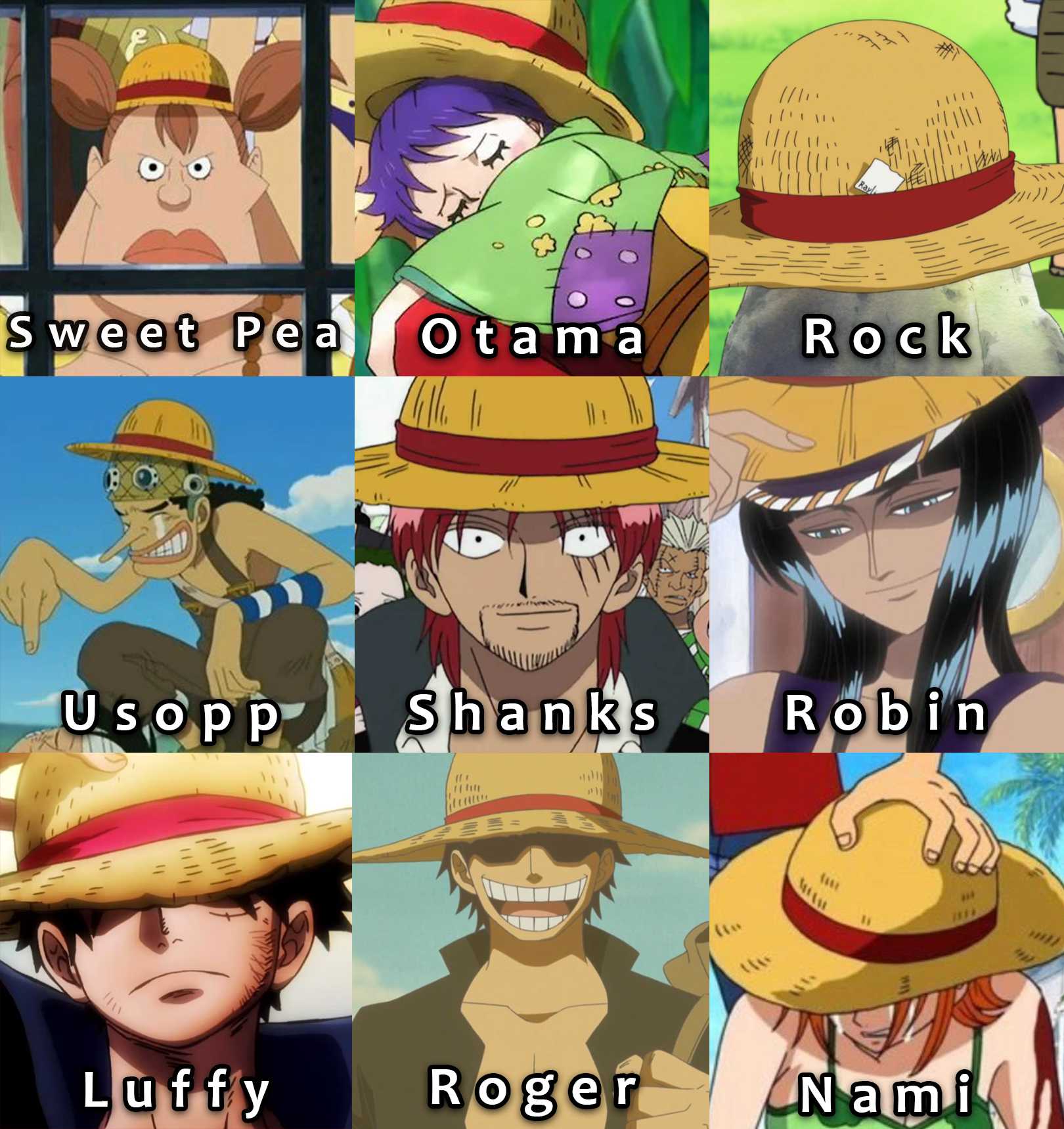 a close up of a cartoon of a bunch of hats