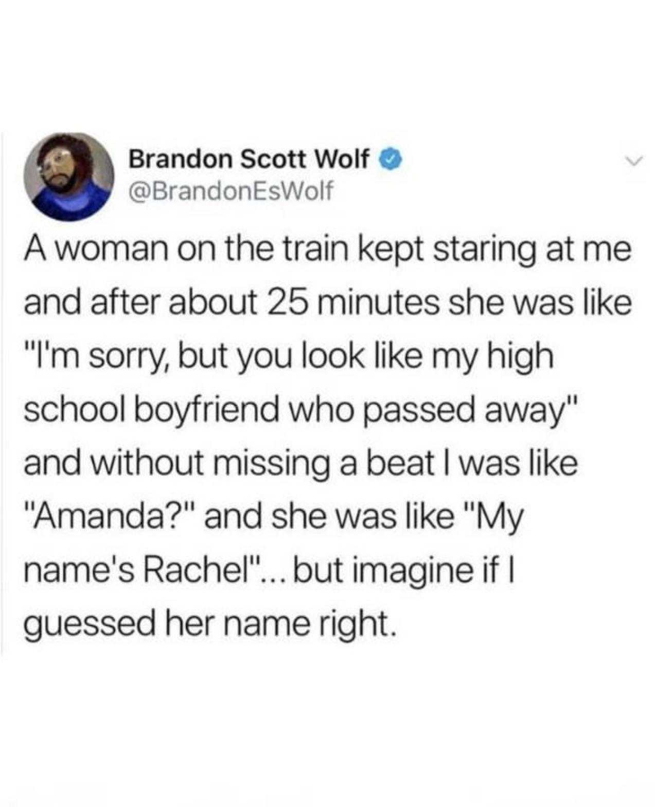 a tweet with a picture of a woman on the train