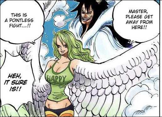 anime comic strip with a woman in a green shirt and angel wings