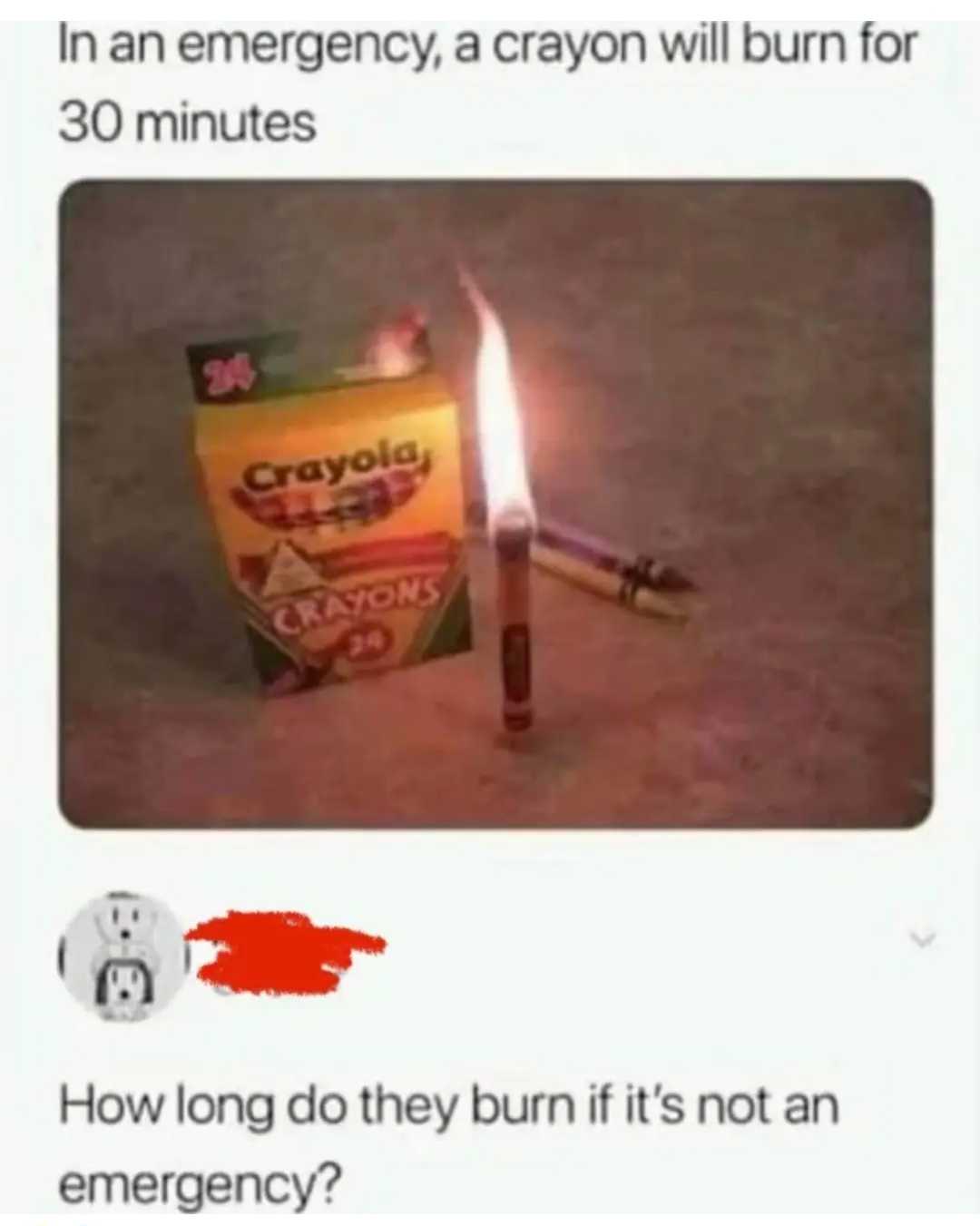 a picture taken on a cell phone of a crayon box and a lit candle