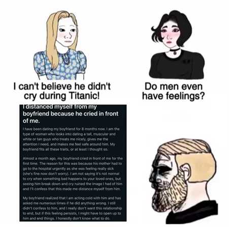 a cartoon of a man with a beard and a woman with a beard