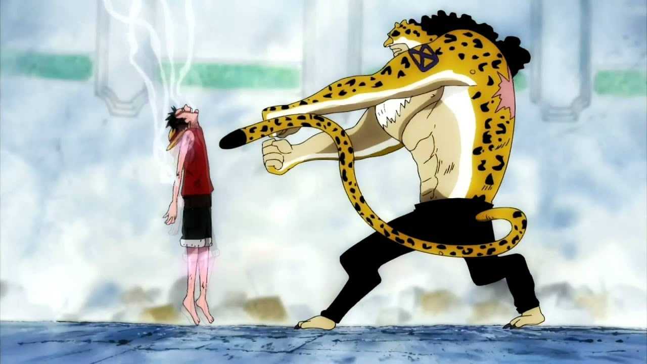 anime scene of a man and a woman fighting with a leopard