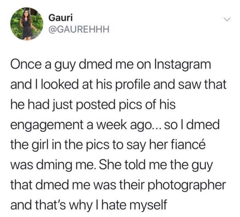 a woman is standing in front of a camera and texting about her instagram