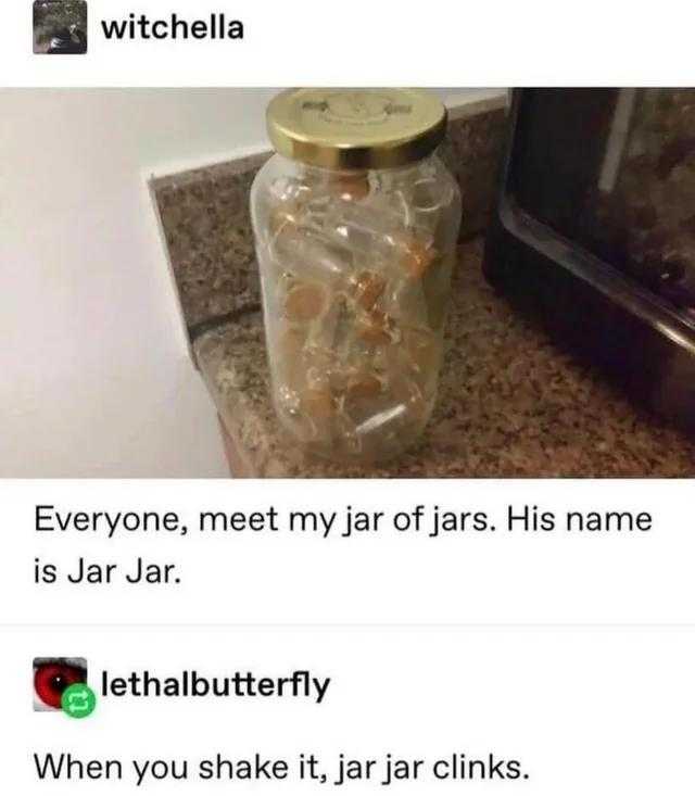 a close up of a jar of food on a counter