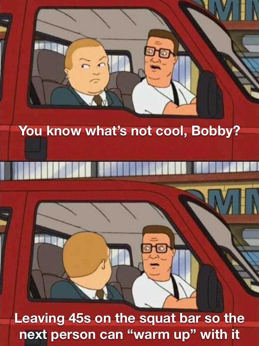 a cartoon picture of a man driving a red truck with a caption saying, you know that ' s not cool, bobby? leaving 45 on the squad ba