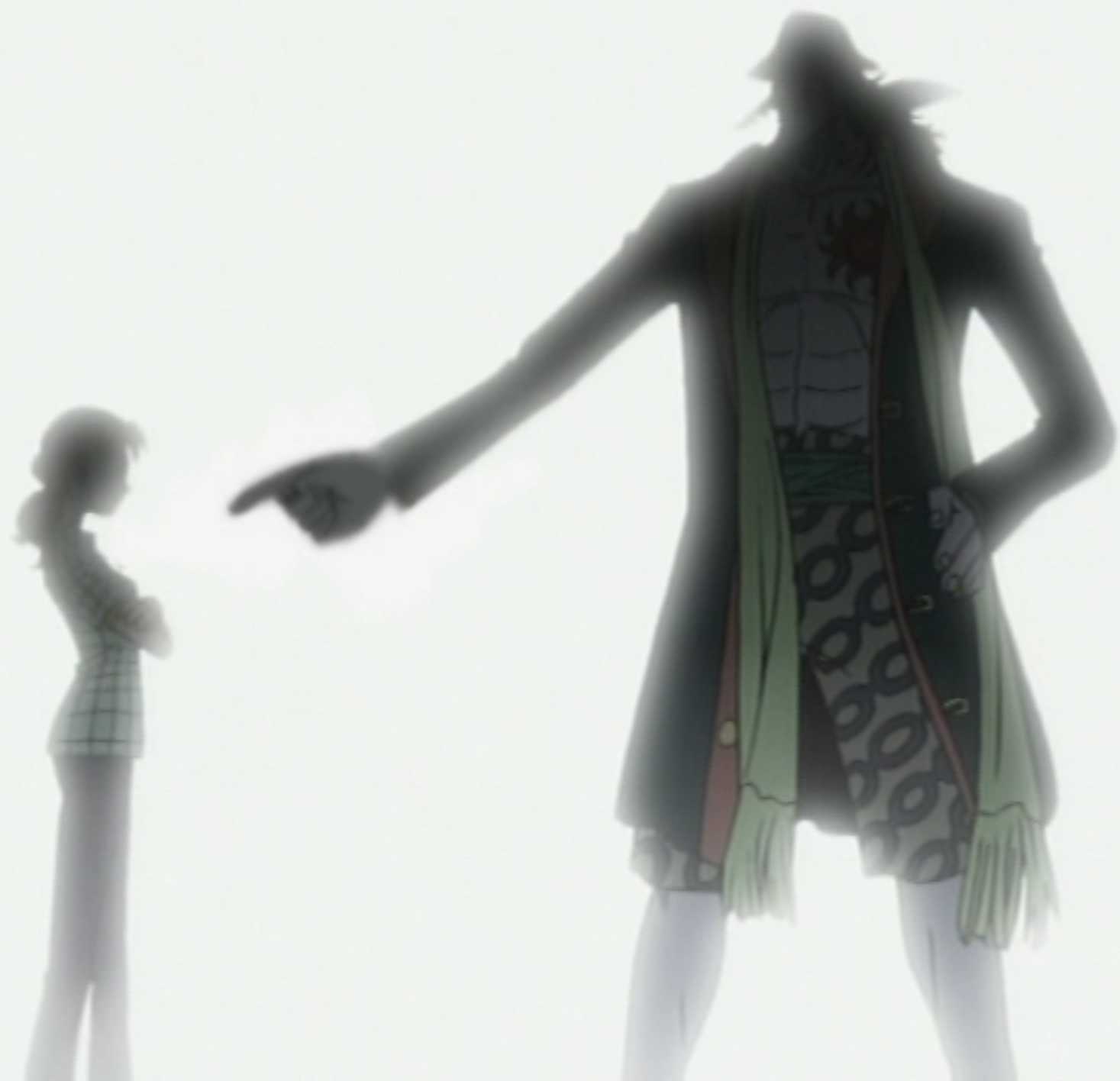 anime scene of a man and a woman standing in front of a man