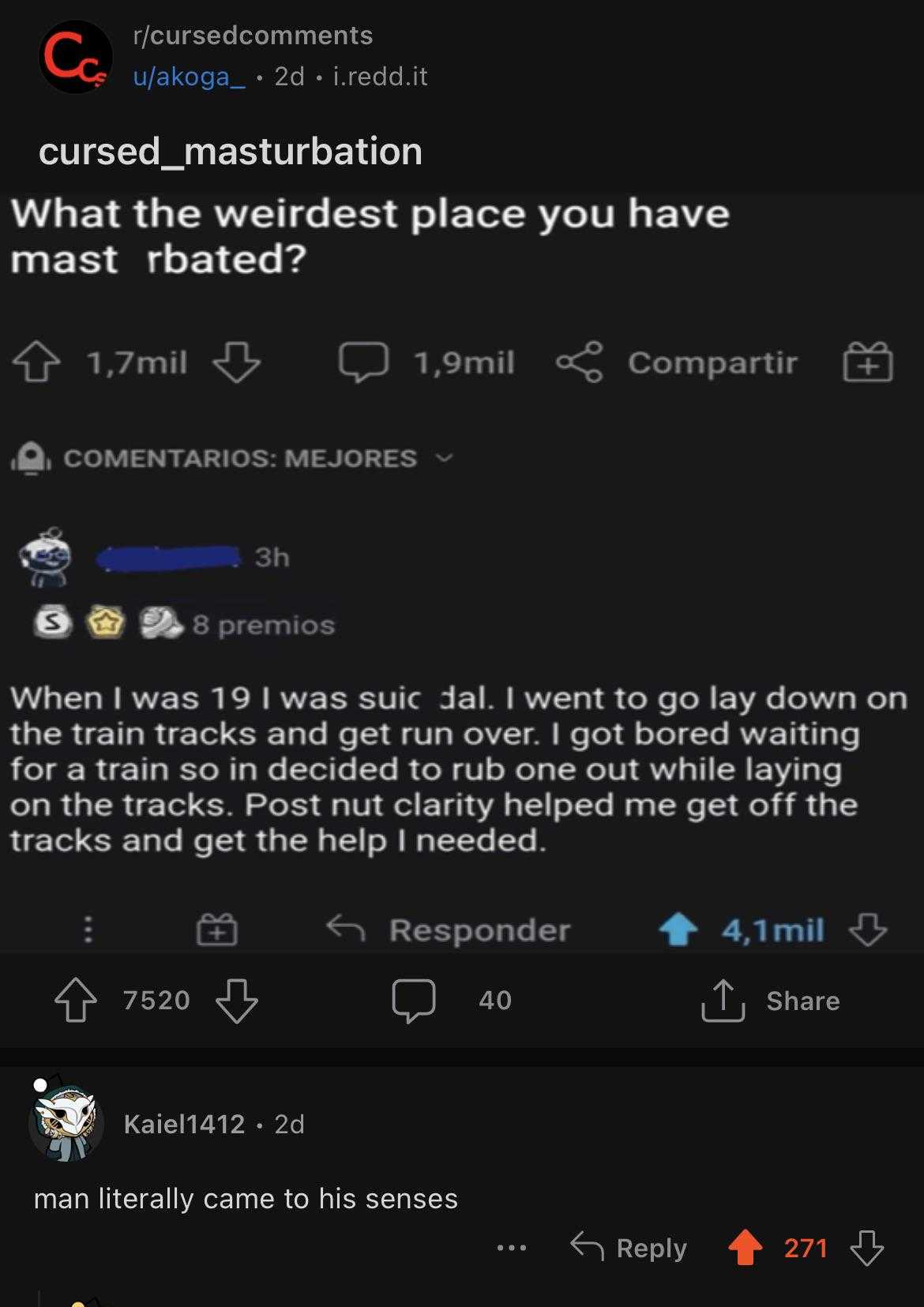 a screenshot of a tweet with a caption of a person saying what the weirdest place you have